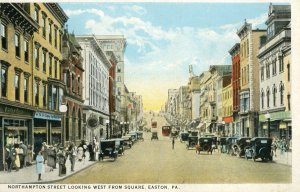 Postcard Early View of Northampton Street looking West from Square, Easton, PA.