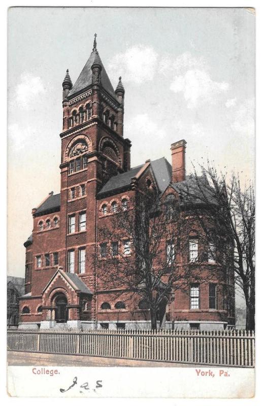 York PA College Collegiate Institute Vintage 1907 Postcard