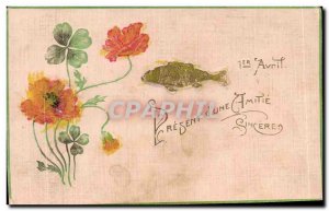 Old Postcard Fantasy Flowers Poisson April 1st