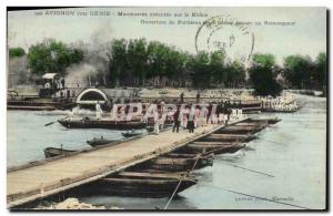 Old Postcard Army 7th Genie Avignon bridge Laborers portieres opening to let ...