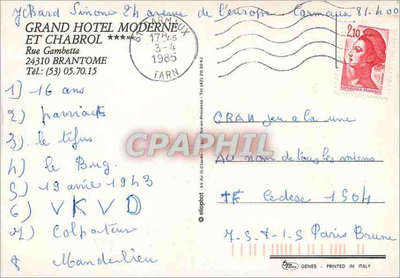 Postcard Modern Restaurant Les Freres Charbonnel Brantome