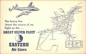 Eastern Airlines Flight Plan American Map Ad Advertising Vintage Postcard