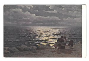 Kalmikow Russian Artist Mondnacht Couple Moonlit Night Sea TSN 1420 Postctcard