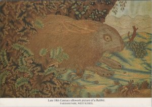 Animals Art Postcard - Silkwork Picture of a Rabbit, Parham Park, Sussex RR18357