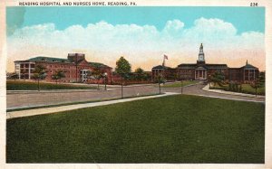 Reading Hospital And Nurses Home Grounds View Reading Pennsylvania PA Postcard