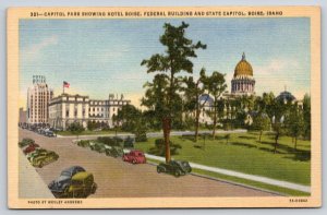 Boise Idaho~Capitol Park View~Hotel~Federal Bldg~State Capitol~1940s Linen PC