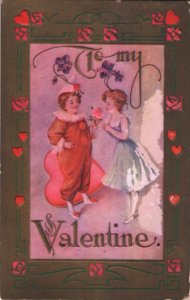 clown postcard: To My Valentine