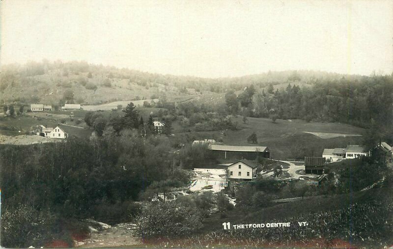 Thetford Centre Vermont C-1910 RPPC Photo Postcard Aerial View 21-6626