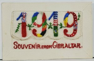 GIBRALTAR 1919 Silk Souvenir WWI Lovely Patriotic Flags Envelope Postcard M8