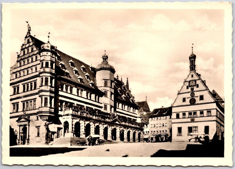 Hotel Goldener Hirsch Rothenburg /Tauber Neues Rathaus Real Photo RPPC Postcard