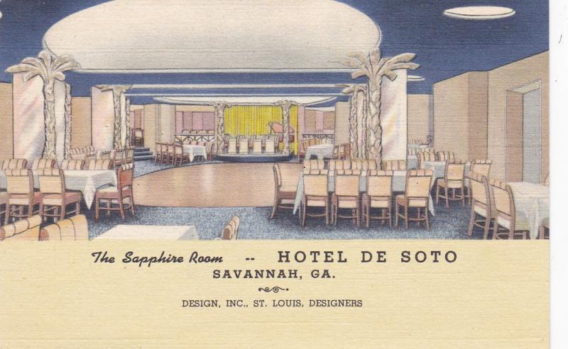 Savannah Georgia 30 40s Sapphire Room Hotel De Soto