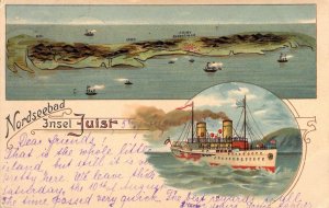 c.'03, Nordseebad Insel Juist, Germany, Ship, Posted , Message, Old Postcard