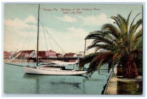 c1910 Boat at Hillsboro River from City Park Tampa Florida FL Postcard