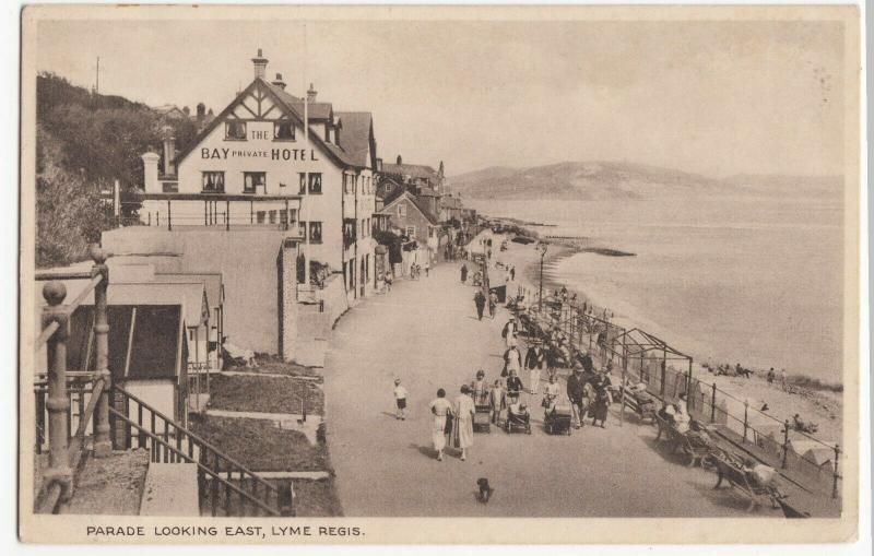 Dorset; Parade Looking East, Lyme Regis PPC Unused, c 1920's, Bay Private Hotel 