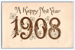 Chicago Illinois IL Postcard New Year 1908 Large Numbers Embossed 1907 Antique