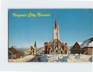 Postcard St. Mary's Church Virginia City Nevada USA