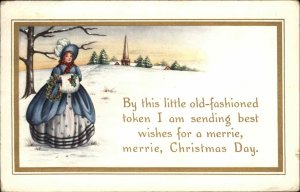 Whitney Christmas Pretty Young Girl Victorian Winter Scene Vintage Postcard