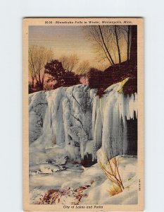 Postcard Minnehaha Falls in Winter, Minneapolis, Minnesota