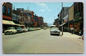 J96/ Pocatello Idaho Postcard Chrome Main Street Caf� Stores Automobiles  269