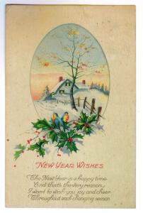 Garfield to Cropseyville, New York 1925 used New Year Wishes Postcard