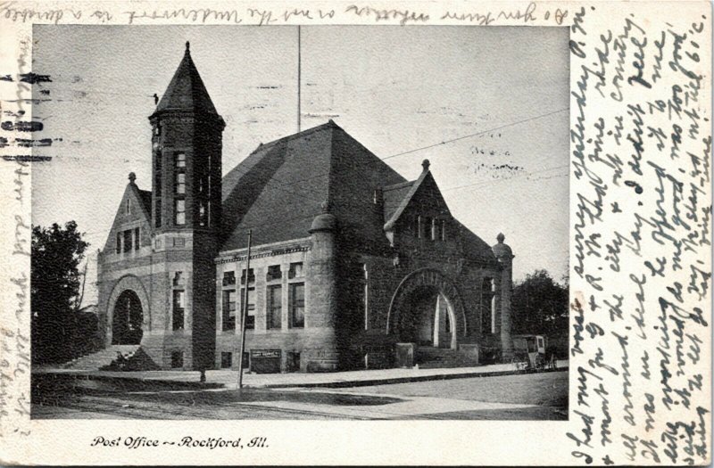 Postcard IL Rockford Winnebago County Post Office 1910 K16