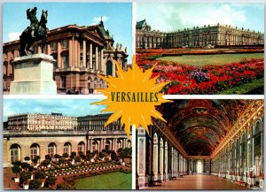 VINTAGE POSTCARD CONTINENTAL SIZE (4) SCENES AT THE PALACE OF VERSAILLES FRANCE