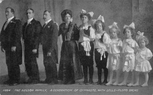 SELLS-FLOTO CIRCUS NELSON FAMILY A GENERATION OF GYMNASTS POSTCARD (c. 1910)