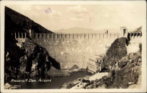 Roosevelt Dam Arizona AZ Bird's Eye View Real Photo Vintage Postcard