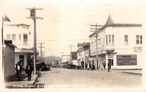 Crescent City, California RPPC Street Scene Del Norte Pharmacy 1910s Photo