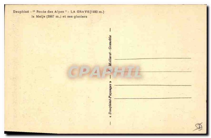 Old Postcard Dauphine Alps Route La Grave la Meije and its glaciers