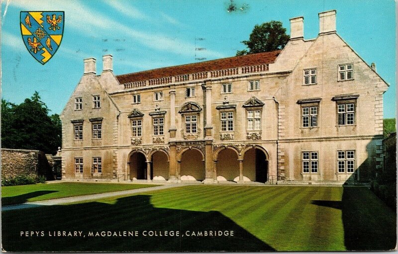Pepys Library Magdalene College Cambridge England Chrome Cancel WOB Postcard 