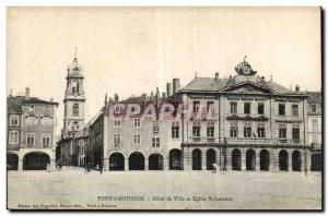 Pont a Mousson Postcard Old Town Hall and Church St laurent