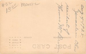 F47/ Jerusalem Ohio RPPC Postcard Monroe County Broom Residence Home