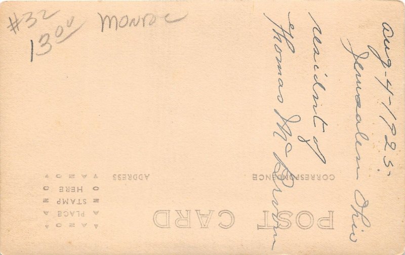 F47/ Jerusalem Ohio RPPC Postcard Monroe County Broom Residence Home