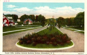 North Carolina Greensboro Sunset Hills Looking Towards Business Section Curteich