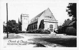 Rochester Indiana birds eye view Church of Christ real photo pc Y11164