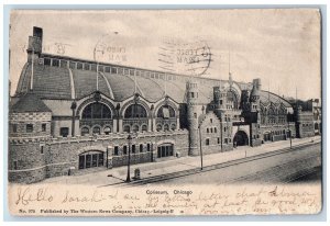 Chicago Illinois IL Postcard Coliseum Building Exterior Roadside 1906 Antique