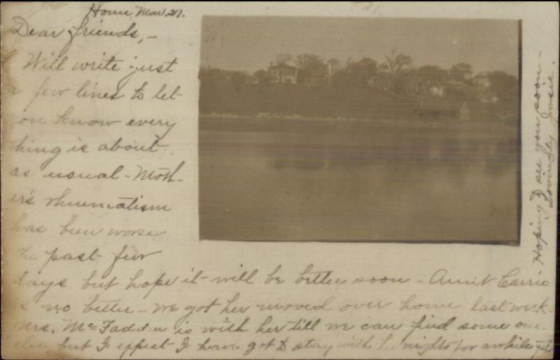 Buildings From River - Wiscasset ME Cancel c1905 Real Photo Postcard