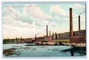1909 Mills On Merrimack River Lowell Massachusetts MA Posted Antique Postcard