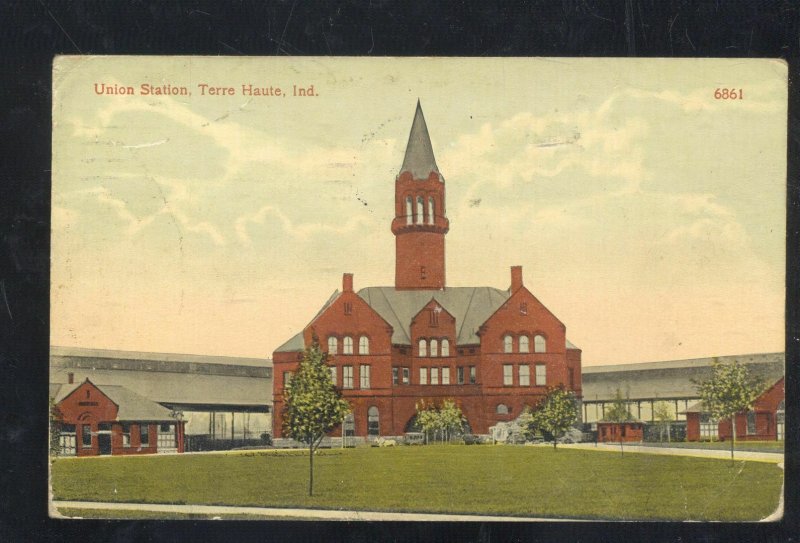 TERRE HAUTE INDIANA UNION RAILROAD DEPOT TRAIN STATION VINTAGE POSTARD