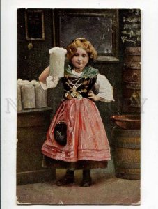 285830 MUNCHEN Girl w/ BEER Vintage Zieher postcard