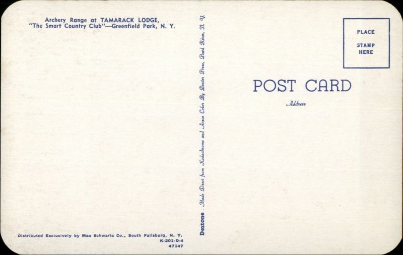 Greenfield Park NY Archery Range at Tamarack Lodge Postcard
