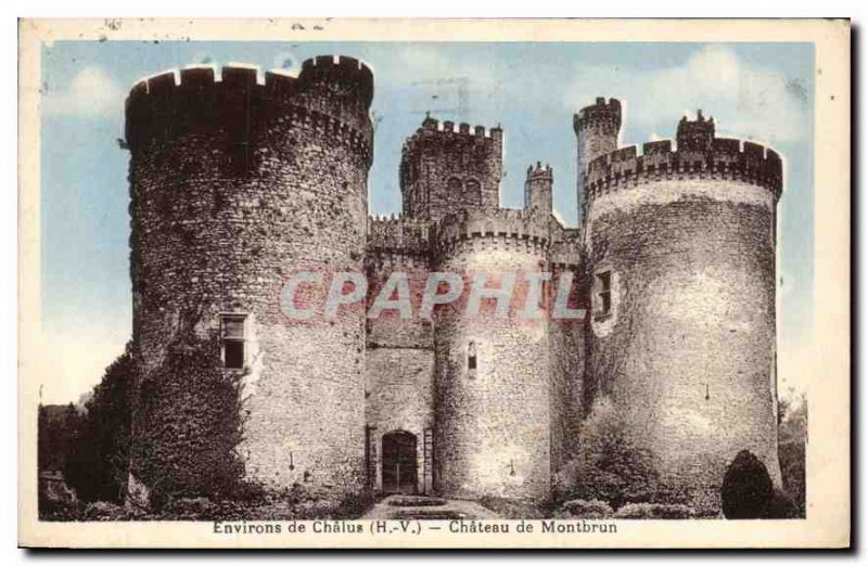 Old Postcard surroundings Chalus H V Chateau de Montbrun