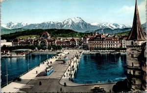 Vtg Luzern und die Alpen Lucerne Switzerland 1950s Postcard