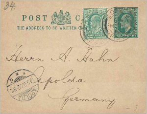 Entier Postal Stationery 1/2 + 1/2 London for Germany