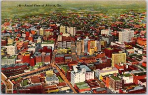 Atlanta Georgia, 1943 Aerial View, Office Business Buildings, Vintage Postcard