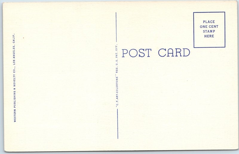 1931 Mojave Desert Winter Scene, Linen Western Publishing Los Angeles Teich A218