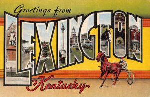 Lexington Kentucky Greetngs From large letter horse jockey antique pc Y15279