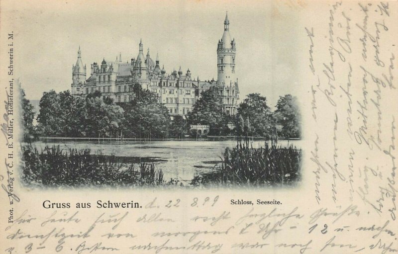 SCHWERIN GERMANY~SCHLOSS SEESEITE~1899 MULLER PHOTO POSTCARD