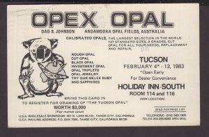 Postal Card OPEX OPAL Arizona, Tucson - Andamooka Opal Fields, Australia pm1983